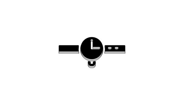 Reloj Muñeca Negro Icono Aislado Sobre Fondo Blanco Icono Del — Vídeos de Stock