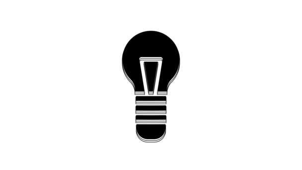 Lâmpada Luz Preta Com Conceito Ícone Ideia Isolado Fundo Branco — Vídeo de Stock