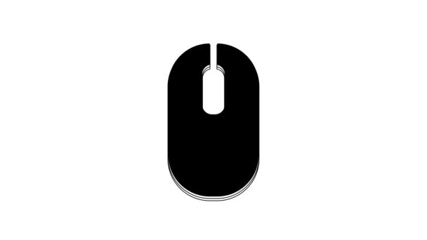 Черный Компьютер Значок Мыши Изолированы Белом Фоне Оптический Обозначением Колеса — стоковое видео
