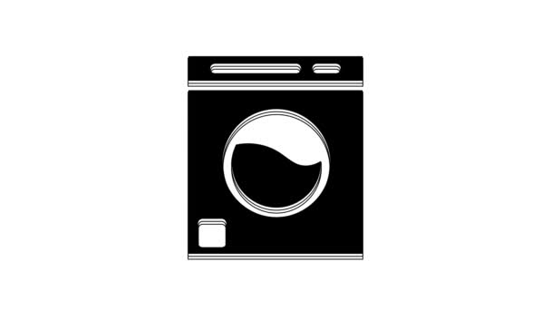 Ícone Black Washer Isolado Fundo Branco Ícone Máquina Lavar Máquina — Vídeo de Stock