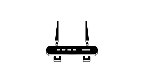 Black Router Signal Icon Isolated White Background Wireless Ethernet Modem — Stock Video