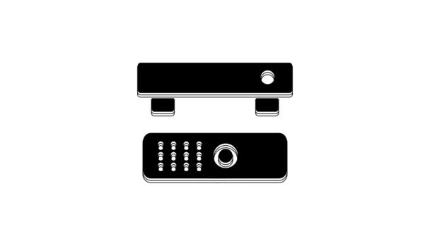 Receptor Caja Multimedia Negro Reproductor Con Icono Controlador Remoto Aislado — Vídeos de Stock