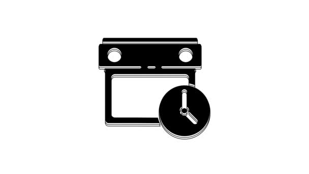 Icono Calendario Negro Reloj Aislado Sobre Fondo Blanco Horario Cita — Vídeo de stock