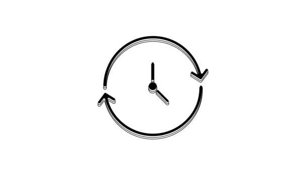 Icono Del Reloj Negro Aislado Sobre Fondo Blanco Símbolo Tiempo — Vídeo de stock