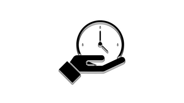 Czarny Zegar Ikona Izolowana Białym Tle Symbol Czasu Animacja Graficzna — Wideo stockowe