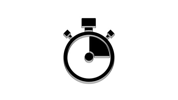 Schwarzes Stoppuhr Symbol Isoliert Auf Weißem Hintergrund Zeitzeichen Chronometerzeichen Video — Stockvideo