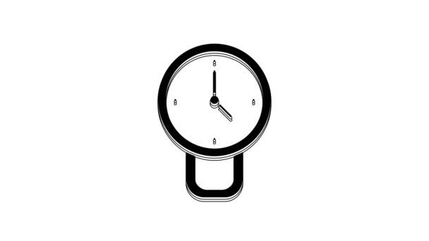 Icône Horloge Noire Isolée Sur Fond Blanc Symbole Temporel Animation — Video