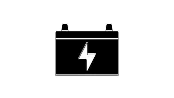 Ícone Bateria Black Car Isolado Fundo Branco Acumulador Energia Bateria — Vídeo de Stock