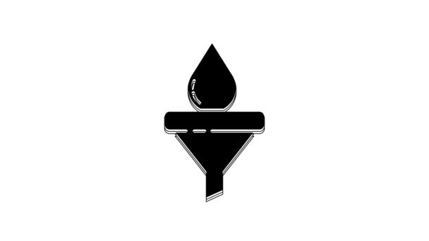 Чорна Воронка Або Фільтр Значок Краплі Моторної Олії Ізольовані Білому — стокове відео