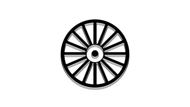 Schwarzes Leichtmetallrad Für Ein Autosymbol Isoliert Auf Weißem Hintergrund Video — Stockvideo