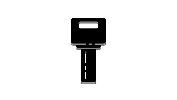 黑色轿车键 带有白色背景隔离的远程图标 汽车钥匙和警报系统 4K视频运动图形动画 — 图库视频影像