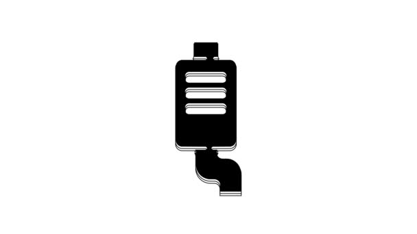 Іконка Глушника Чорного Автомобіля Ізольована Білому Тлі Вихлопна Труба Відео — стокове відео