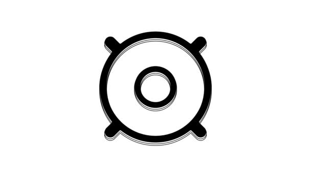Black Car Audio Speaker Icon Isolated White Background Video Motion — 图库视频影像