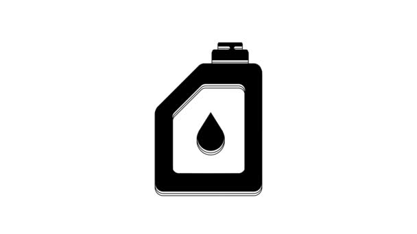用于电机机油图标的黑色罐体 在白色背景上隔离 油加仑 更换机油服务和维修 发动机油标志 4K视频运动图形动画 — 图库视频影像
