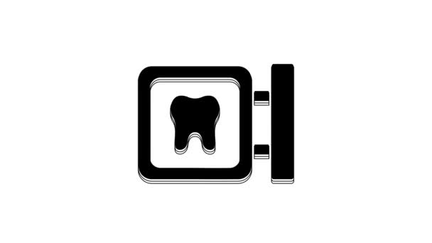 黑色牙科诊所的位置图标孤立在白色背景 4K视频运动图形动画 — 图库视频影像