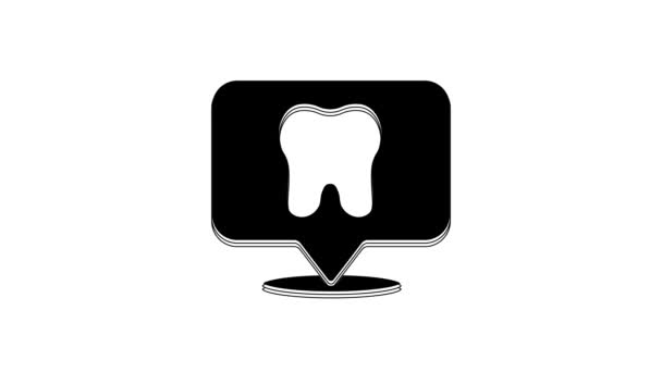 Schwarze Zahnklinik Standort Symbol Isoliert Auf Weißem Hintergrund Video Motion — Stockvideo