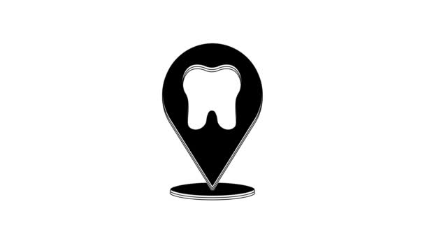 Icona Della Posizione Clinica Dentale Nera Isolata Sfondo Bianco Animazione — Video Stock