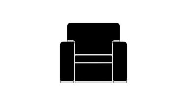 Black Cinema chair icon isolated on white background. 4K Video motion graphic animation.