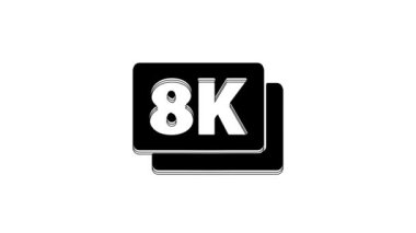 Black 8k Ultra HD icon isolated on white background. 4K Video motion graphic animation.