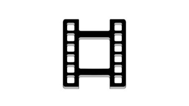 Siyah Oyun Video simgesi beyaz arkaplanda izole edildi. Film şeridi tabelası. 4K Video hareketli grafik canlandırması.