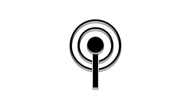 Beyaz Arkaplanda Siyah Anten Simgesi Izole Edildi Radyo Anteni Kablosuz — Stok video