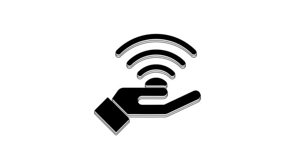 Black New Wireless Internet Wifi Connection Icon Isolated White Background — Stock video