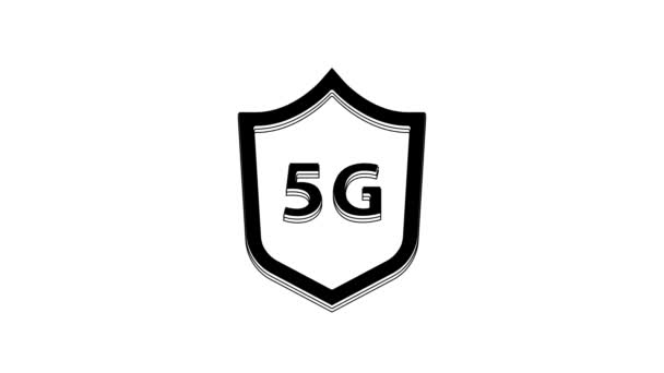 Black Protective Shield Wireless Internet Wifi Icon Isolated White Background — Stockvideo