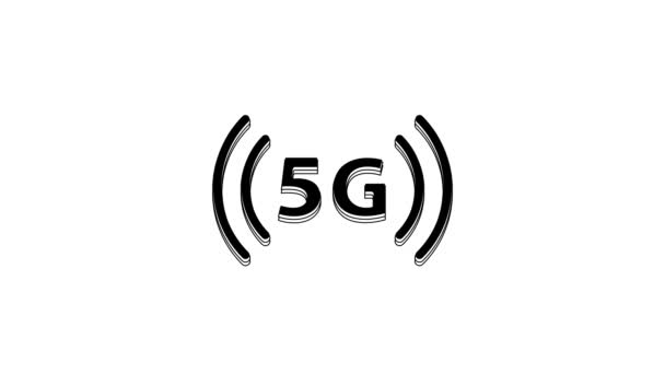 Black New Wireless Internet Wifi Connection Icon Isolated White Background — Vídeo de Stock