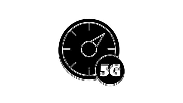 Black Digital Speed Meter Concept Icon Isolated White Background Global — стоковое видео