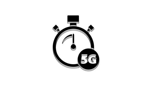 Black Digital Speed Meter Concept Icon Isolated White Background Global — стоковое видео