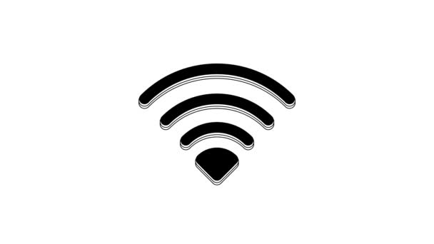 Black Wireless Internet Network Symbol Icon Isolated White Background Video — Stock Video