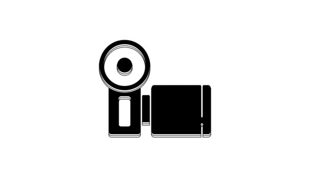 Ícone Câmera Cinema Preto Isolado Fundo Branco Câmera Vídeo Sinal — Vídeo de Stock