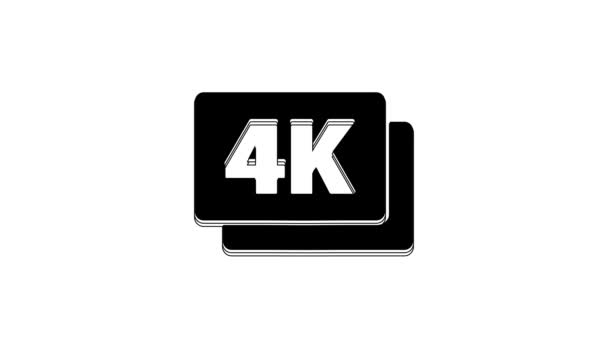 白の背景に隔離された黒の4KウルトラHdアイコン 4Kビデオモーショングラフィックアニメーション — ストック動画