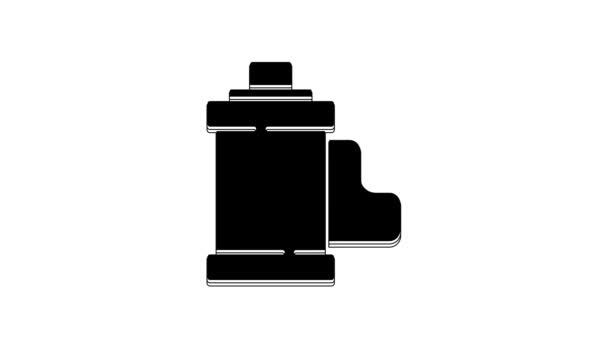 Black Camera Vintage Film Roll Cartridge Icon Isolated White Background — Video