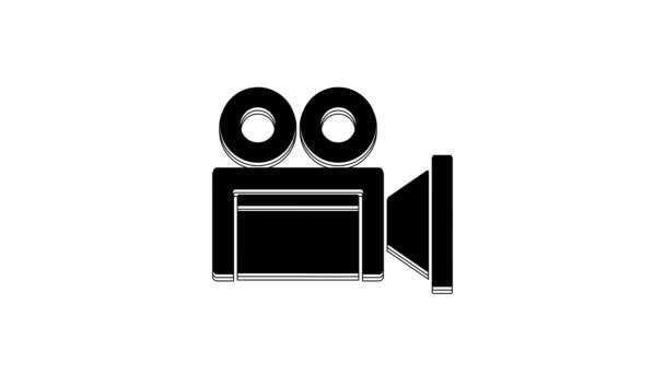 Ícone Câmera Cinema Preto Isolado Fundo Branco Câmera Vídeo Sinal — Vídeo de Stock