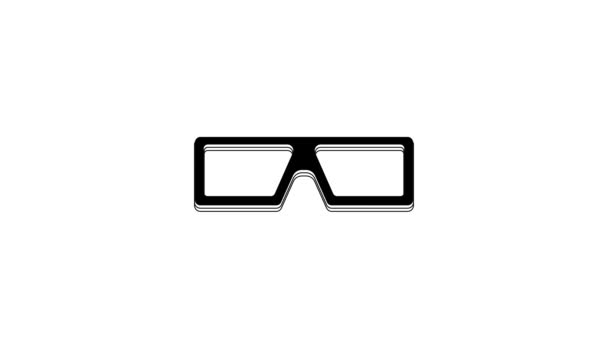 Czarna Ikona Okularów Odizolowana Białym Tle Animacja Graficzna Ruchu Wideo — Wideo stockowe