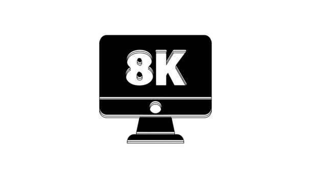 Black Computer Monitor Display Video Technology Icon Isolated White Background — 图库视频影像