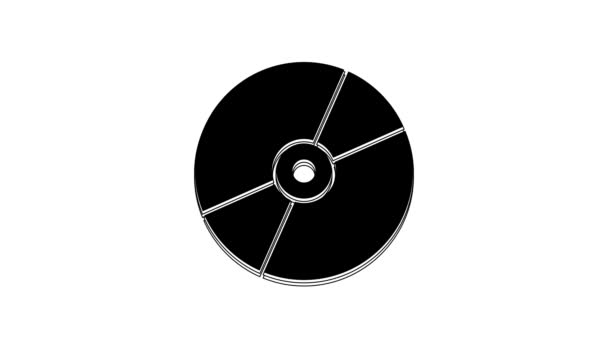 Ícone Disco Dvd Preto Isolado Fundo Branco Sinal Disco Compacto — Vídeo de Stock