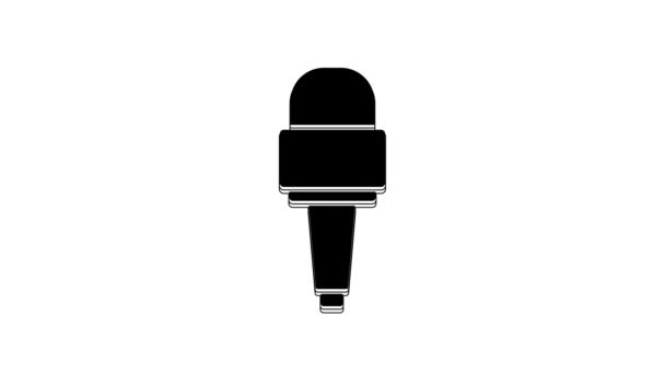 Schwarzes Mikrofonsymbol Isoliert Auf Weißem Hintergrund Mikrofon Radio Lautsprecherzeichen Video — Stockvideo