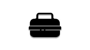 Beyaz arka planda siyah tencere simgesi izole edildi. Haşlama ya da güveç besin sembolü. 4K Video hareketli grafik canlandırması.