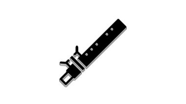 Black Bamboo flute indian musical instrument icon isolated on white background. 4K Video motion graphic animation.