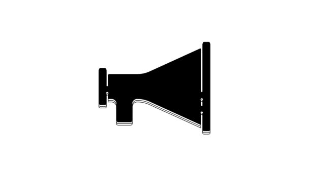 Черный Мегафон Значок Изолирован Белом Фоне Знак Оратора Видеографическая Анимация — стоковое видео