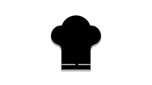 Schwarze Kochmütze Symbol Isoliert Auf Weißem Hintergrund Kochendes Symbol Kochmütze — Stockvideo