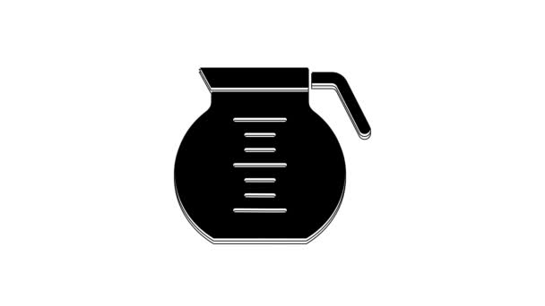 Black Coffee Pot Icon Isolated White Background Video Motion Graphic — 图库视频影像