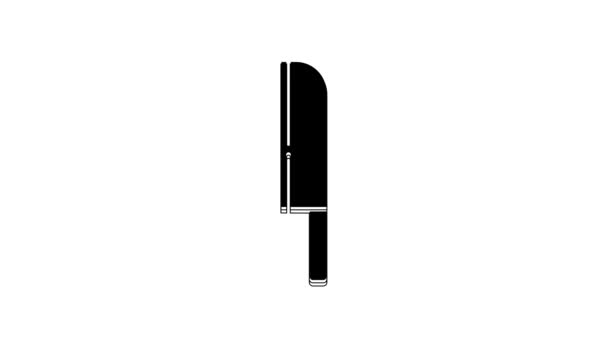 黑色刀具图标隔离在白色背景 餐具的象征 4K视频运动图形动画 — 图库视频影像