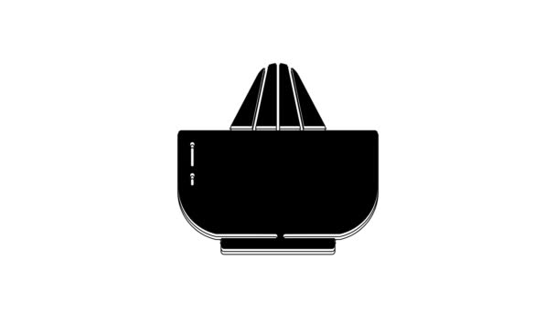 Schwarze Zitrusfruchtsaftpresse Symbol Isoliert Auf Weißem Hintergrund Video Motion Grafik — Stockvideo
