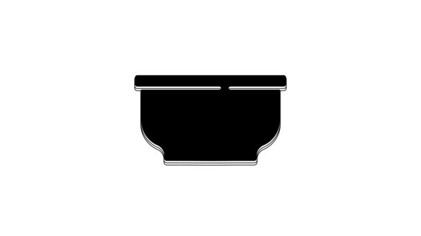 Ikona Black Bowl Odizolowana Białym Tle Animacja Graficzna Ruchu Wideo — Wideo stockowe