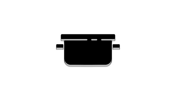 Black Cooking Pote Ícone Isolado Fundo Branco Ferva Guisado Símbolo — Vídeo de Stock