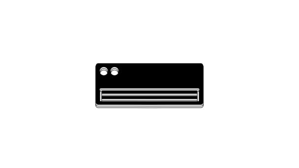 黑色空调机图标隔离在白色背景上 分系统空调设备 凉爽和寒冷的气候控制系统 4K视频运动图形动画 — 图库视频影像