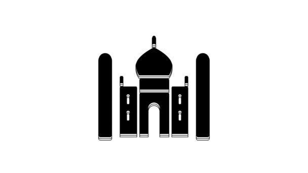 Mausoléu Taj Mahal Preto Agra Indiaicon Isolado Sobre Fundo Branco — Vídeo de Stock
